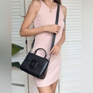 NWT - COACH Morgan Top Handle Satchel Bag-Refined pebble& snake-embossed leather